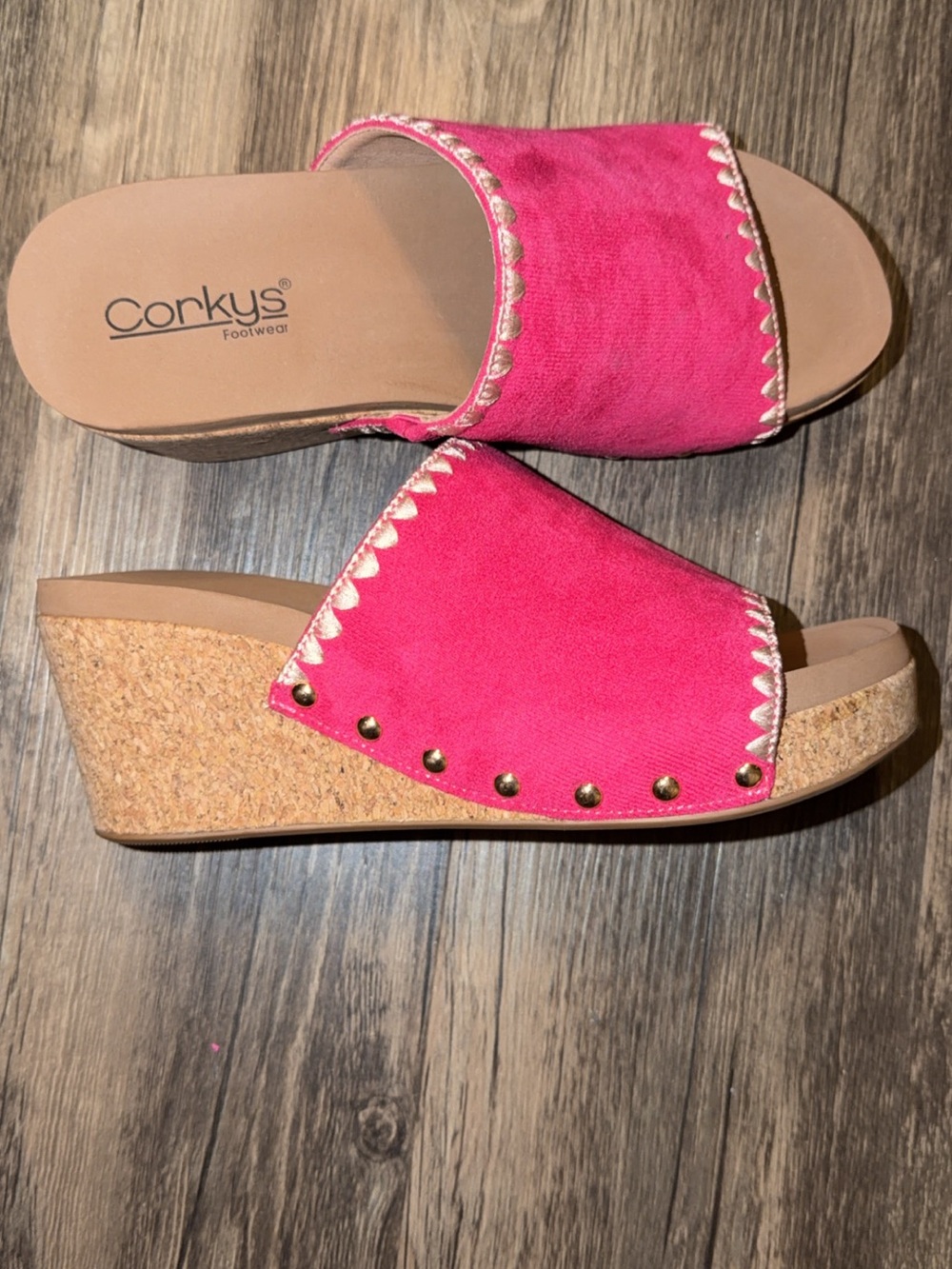 Corkys Pink Wedge Slide Sandals - Corkys Footwear